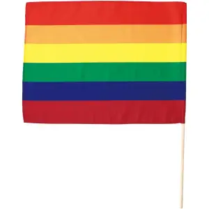 大旗 レインボー 旗:W59×H44ｃｍ 旗竿:75ｃｍ（φ12ｍｍ）